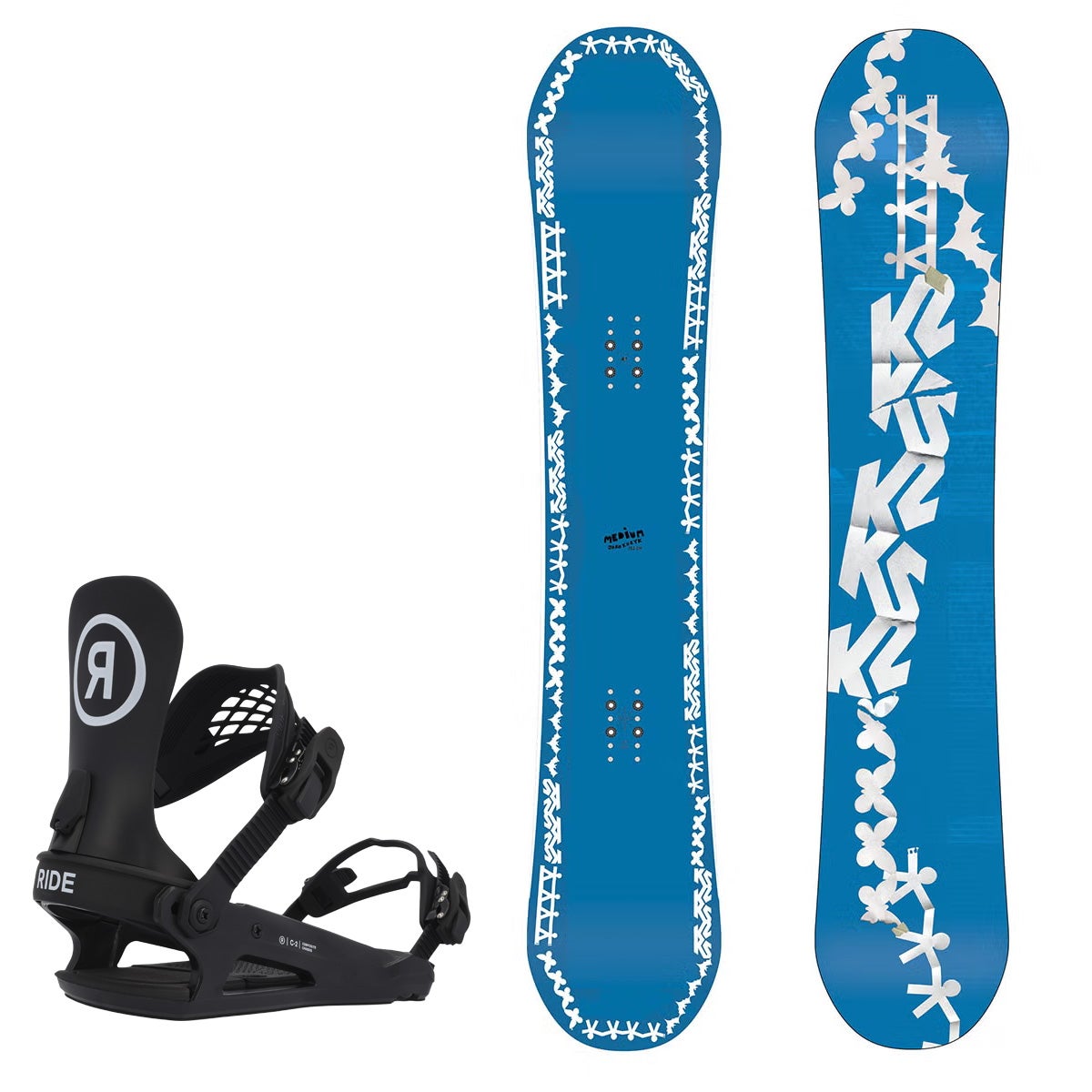 ケーツー K2　MEDIUM ミディアム + RIDE C-2　スノーボード板 ビンディングセット 2023-2024