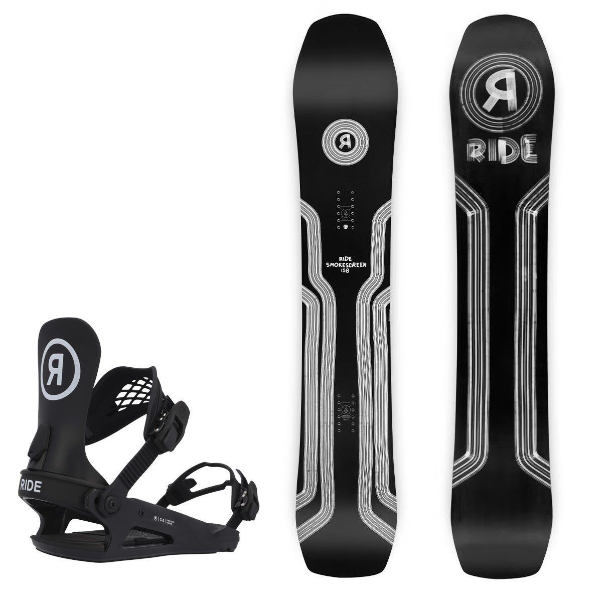 ライド RIDE　SMOKESCREEN スモークスクリーン + RIDE C-2　スノーボード板 ビンディングセット 2023-2024