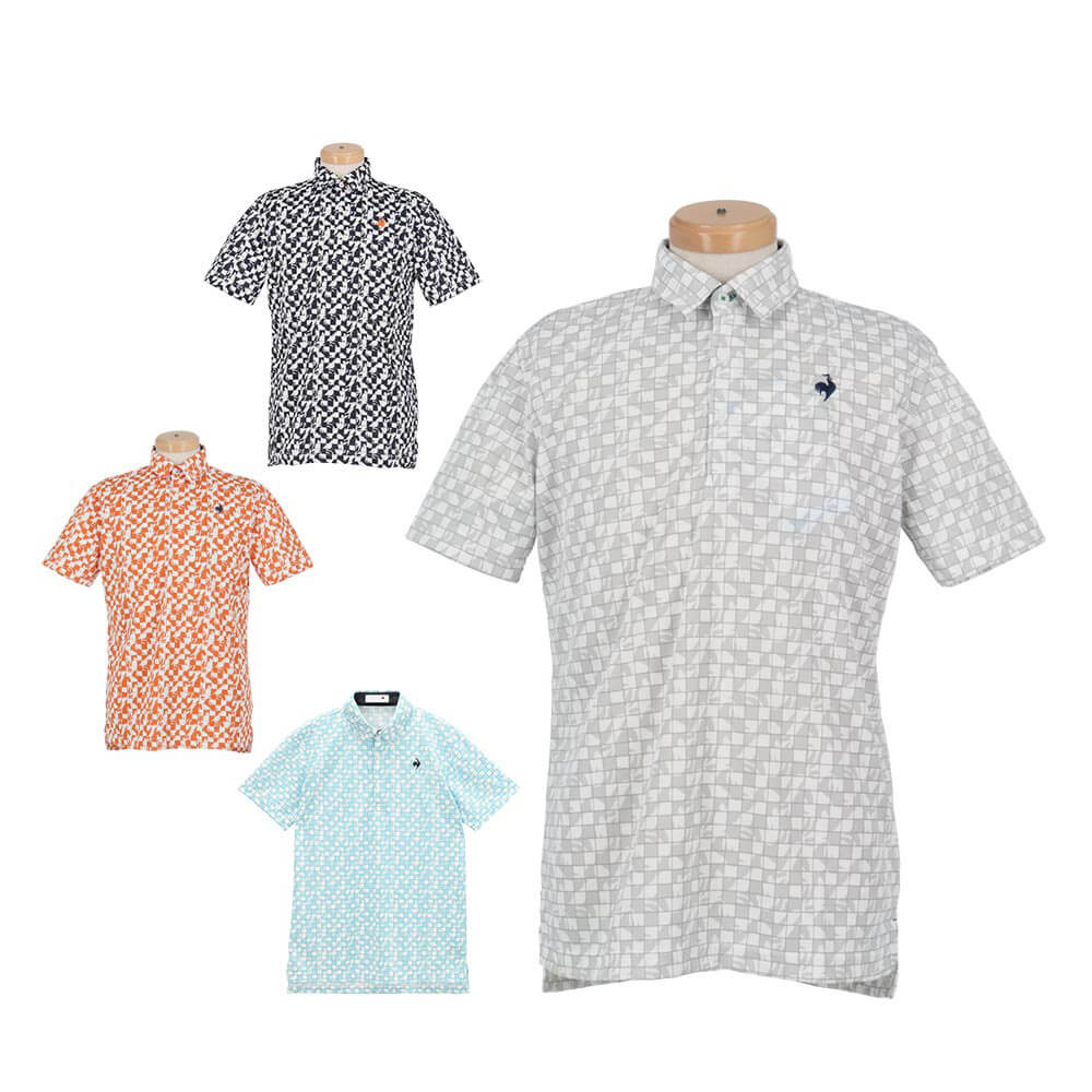 ルコック Le coq sportif メンズ ルースタータイル柄 半袖 ポロシャツ