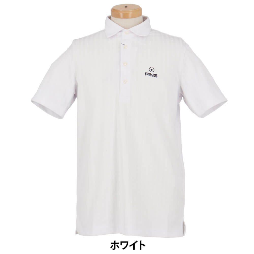 ピン PING メンズ ストライプジャカード 半袖 ポロシャツ 621-6160307