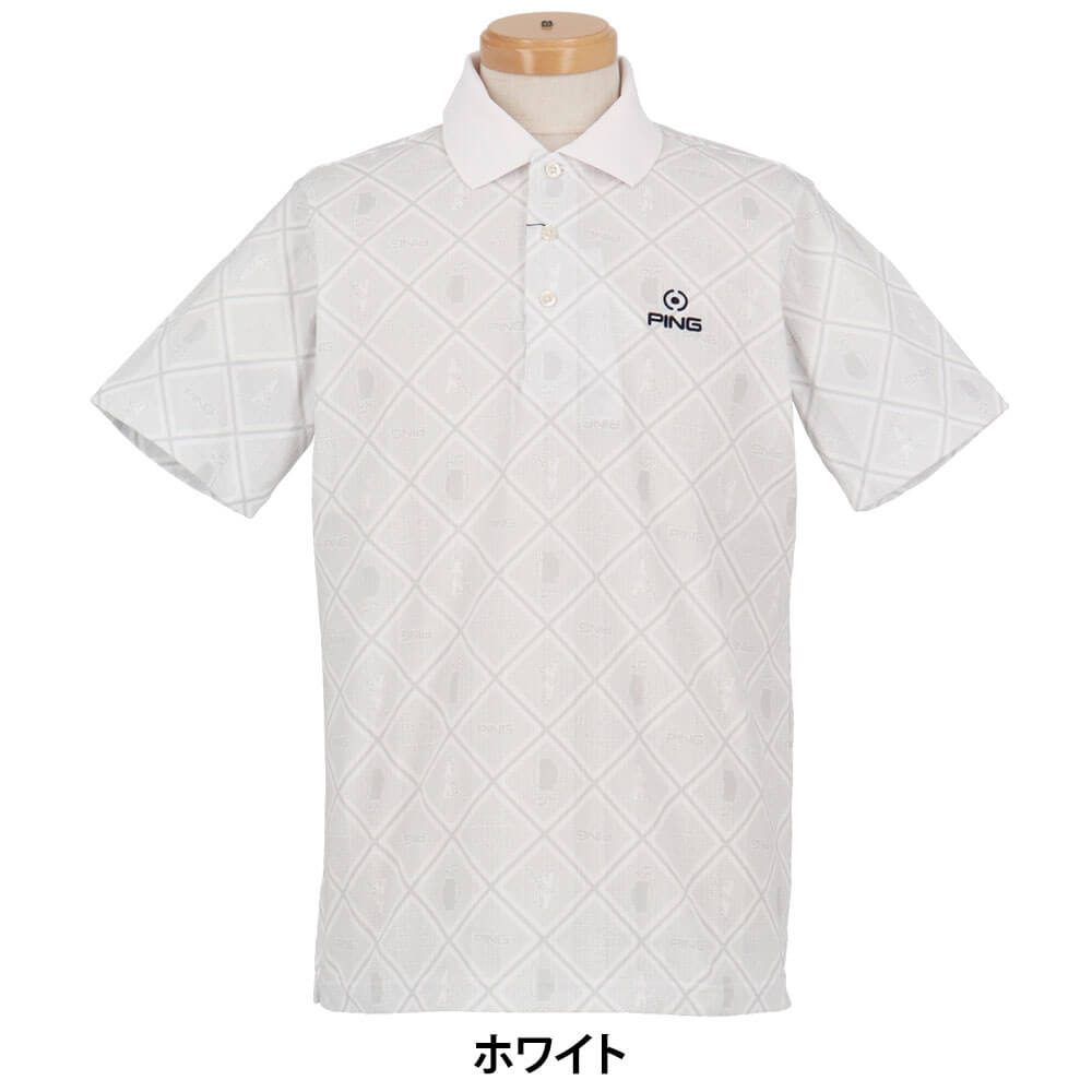 ピンゴルフ メンズ バイアスチェックプリント 半袖 ポロシャツ 621-6160403 [2026年春夏モデル] 詳細2