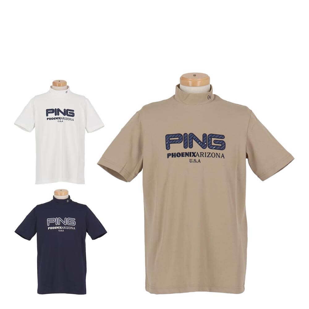 ピン PING　メンズ アップリケ 半袖 ハイネックシャツ 621-6167201　2026年モデル 詳細1