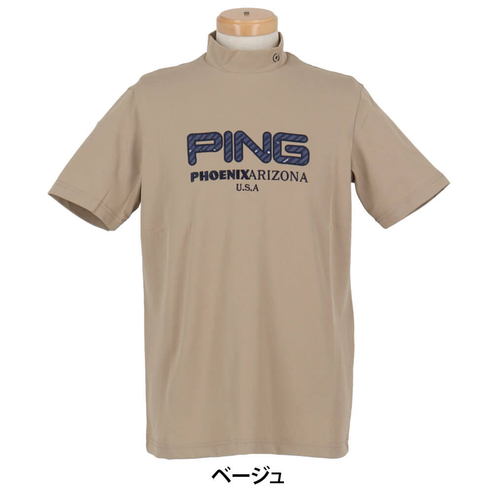 ピン PING メンズ アップリケ 半袖 ハイネックシャツ 621-6167201 2026