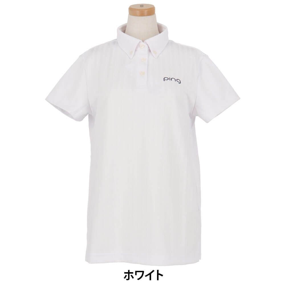 ピンゴルフ レディース ストライプジャカード 半袖 ボタンダウンシャツ 622-6160306 [2026年春夏モデル] 詳細2