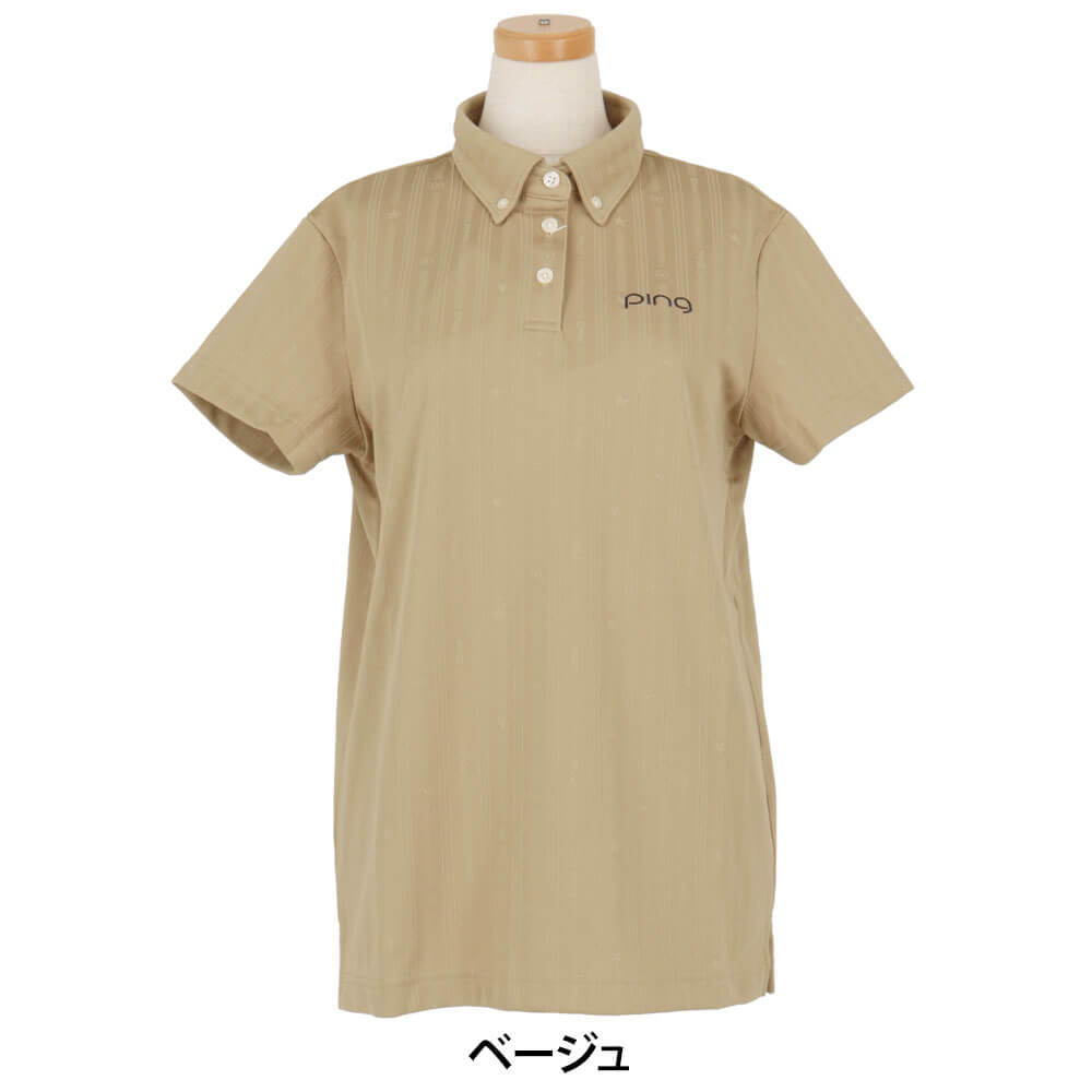 ピンゴルフ レディース ストライプジャカード 半袖 ボタンダウンシャツ 622-6160306 [2026年春夏モデル] 詳細5