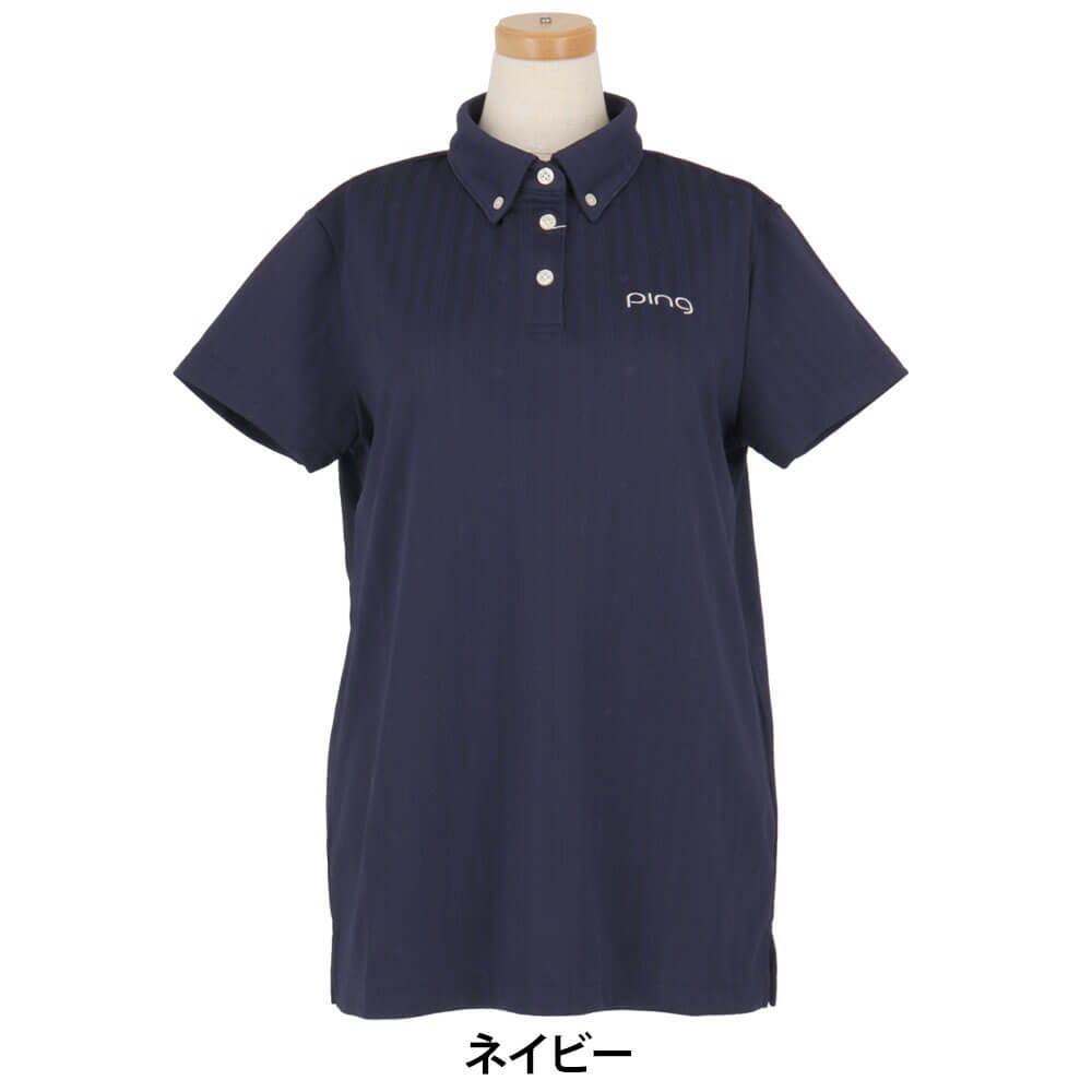 ピンゴルフ レディース ストライプジャカード 半袖 ボタンダウンシャツ 622-6160306 [2026年春夏モデル] 詳細8