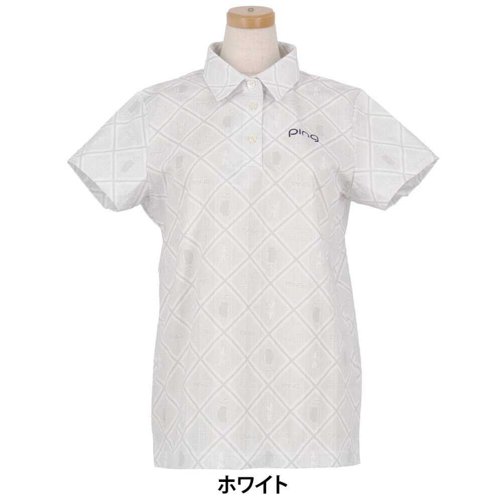 ピンゴルフ レディース バイアスチェックプリント 半袖 ポロシャツ 622-6160402 [2026年春夏モデル] 詳細2