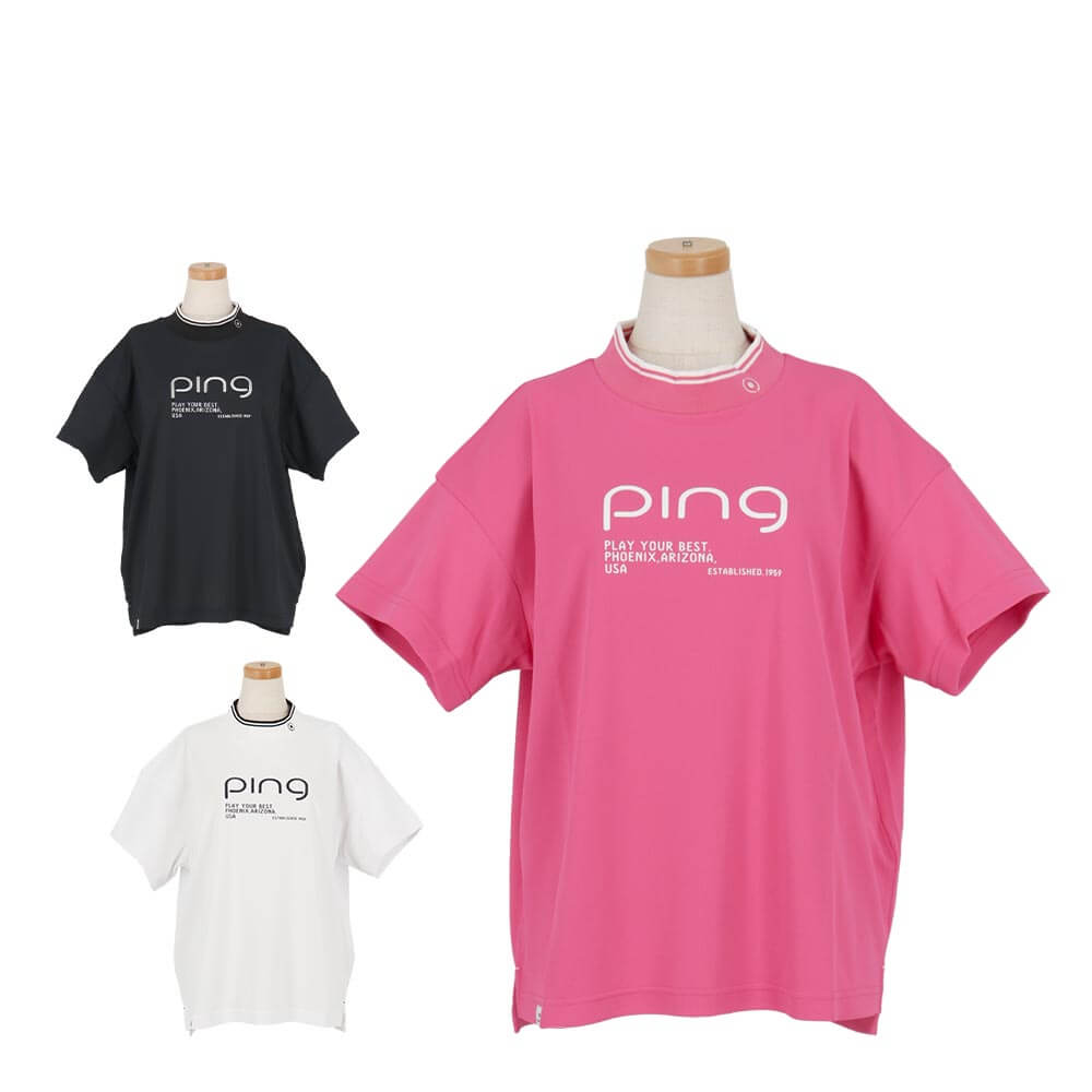ピン PING　レディース 変形カノコ 半袖 ハイネックシャツ 622-6167300　2026年モデル 詳細1