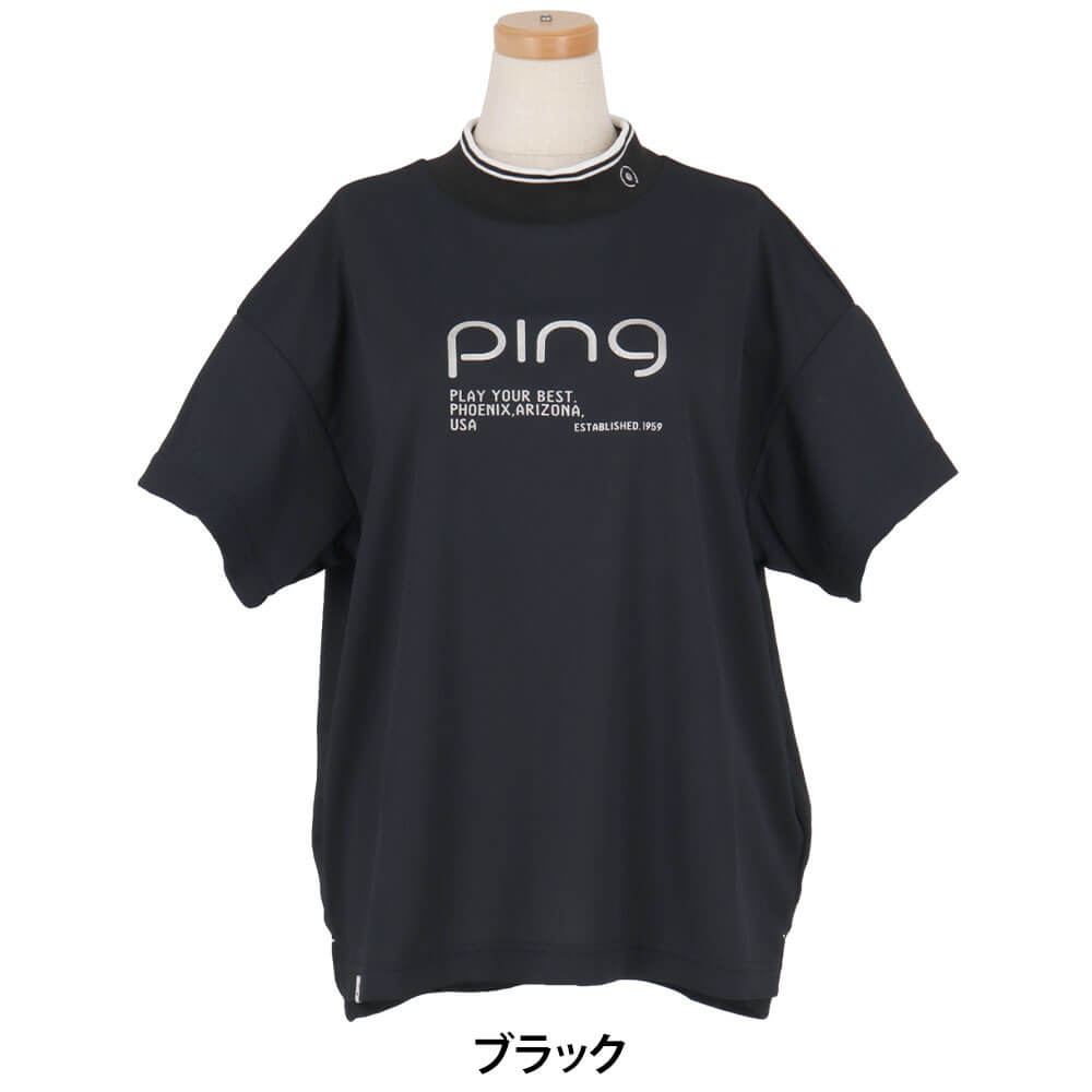 ピン PING レディース 変形カノコ 半袖 ハイネックシャツ 622-6167300 2026年モデル