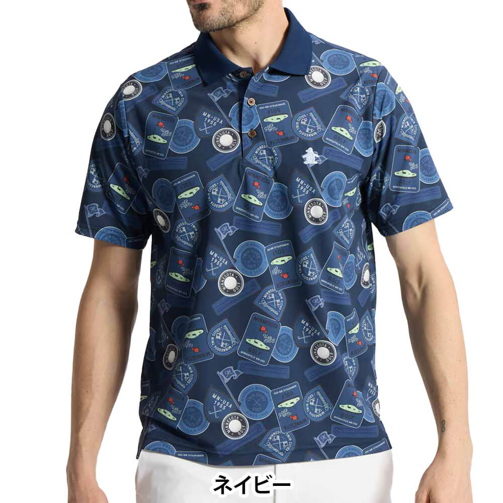 マンシングウェア Munsingwear メンズ ワッペン総柄プリント 半袖
