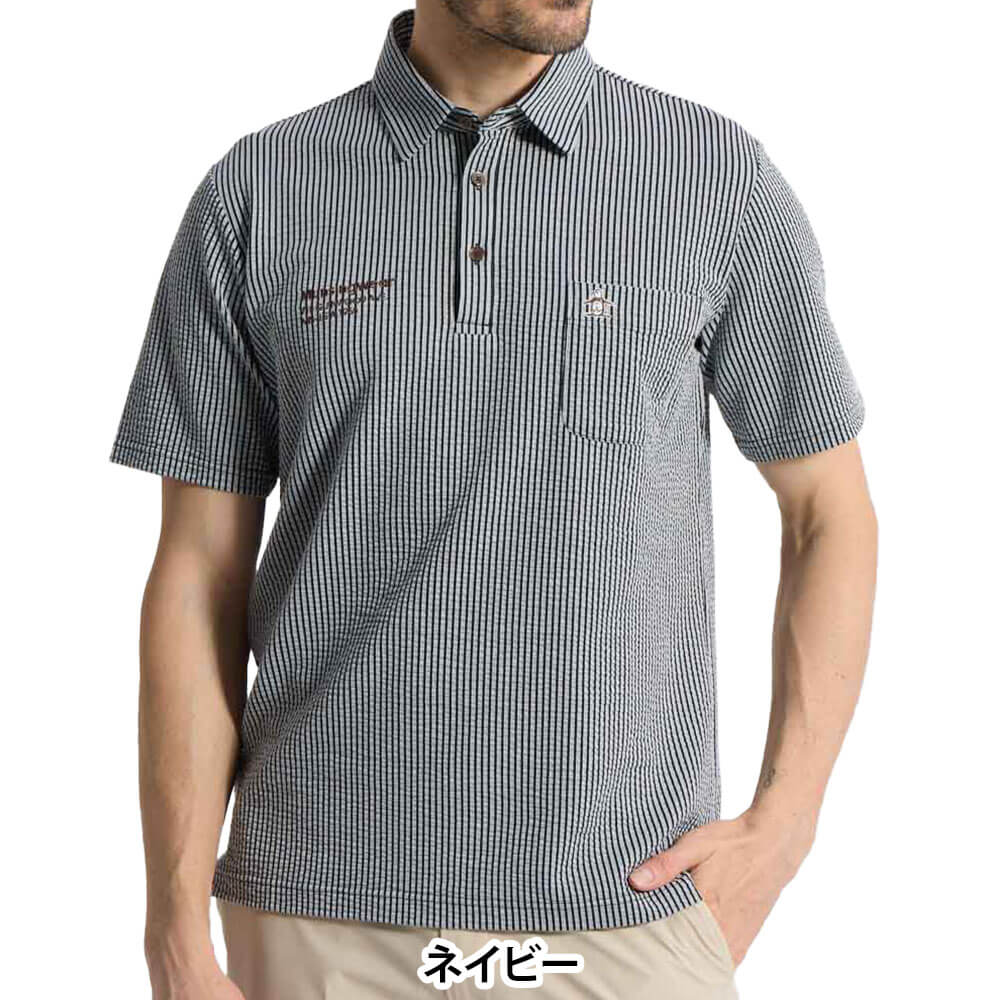 マンシングウェア メンズ ストレッチ シアサッカーストライプ台襟付き 半袖ポロシャツ MG6SHS59M ゴルフウェア [2026年春夏モデル] 詳細6