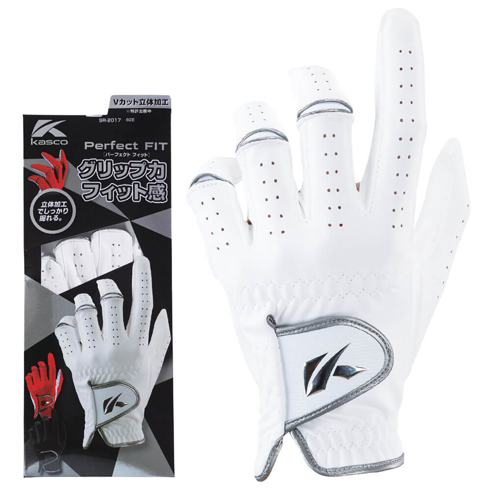 キャスコ メンズ Perfect FIT パーフェクトフィット ゴルフグローブ SR-2017 ホワイト 詳細1