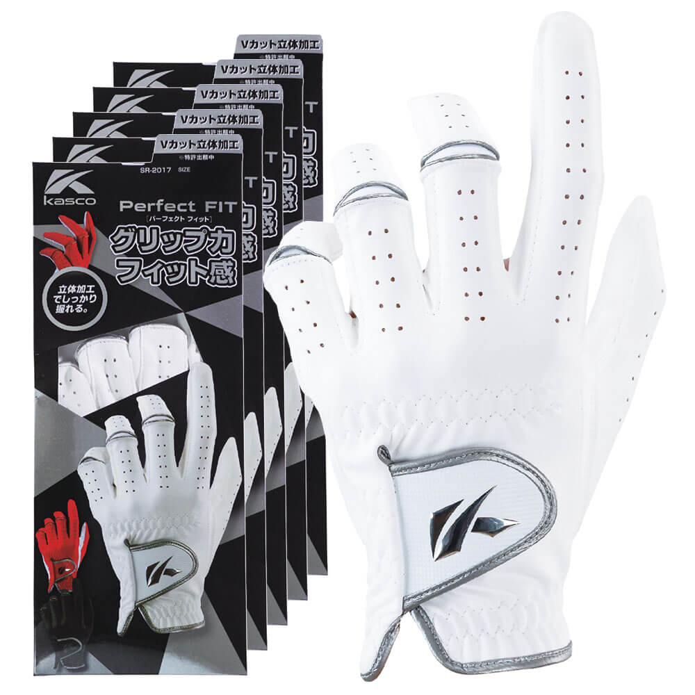 キャスコ メンズ Perfect FIT パーフェクトフィット ゴルフグローブ SR-2017 ホワイト 5枚セット 詳細1