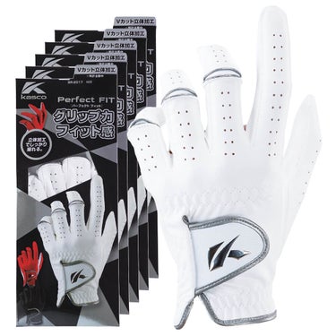 キャスコ メンズ Perfect FIT パーフェクトフィット ゴルフグローブ SR-2017 ホワイト 5枚セット 詳細1