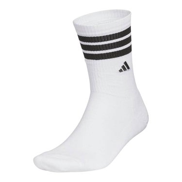 アディダス adidas　レディース クルー丈 スリーストライプス クッション ソックス KO387 KF0464 ホワイト/ブラック　2026年モデル ホワイト/ブラック