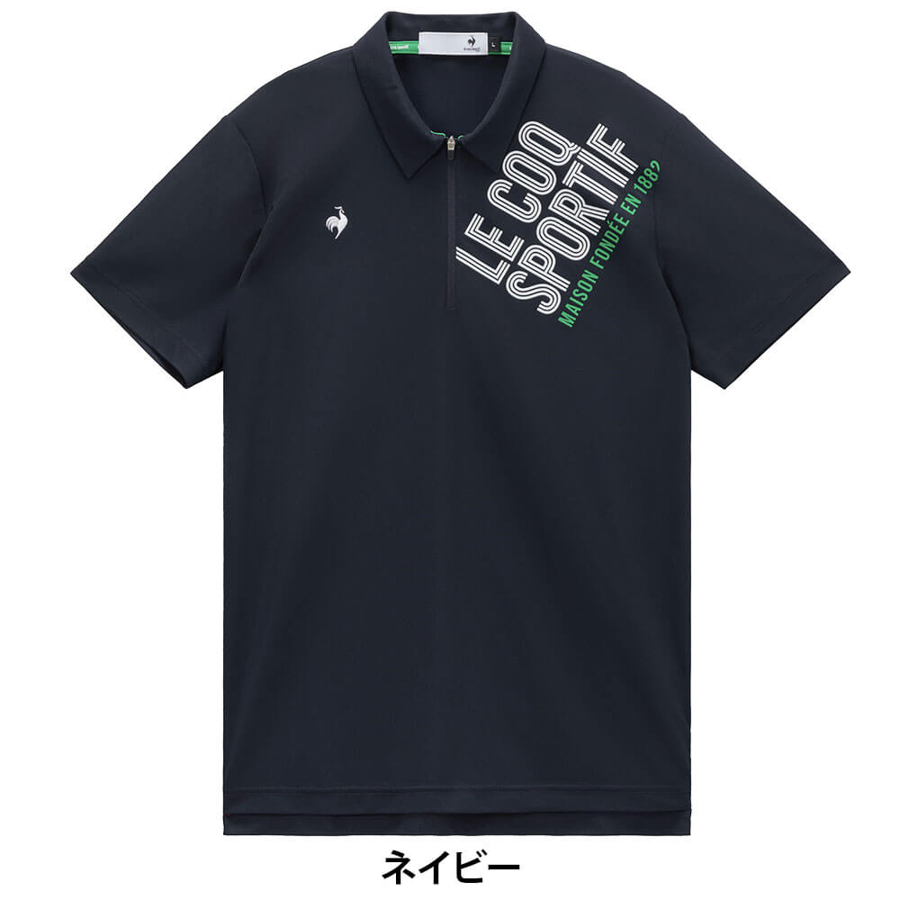 ルコック Le coq sportif メンズ ロゴプリント 半袖 ジップ襟シャツ LG6SHS81M 2026年モデル