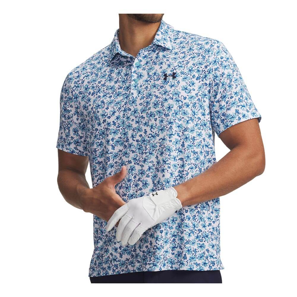 アンダーアーマー UNDER ARMOUR メンズ UAプレーオフ3.0 プリント 半袖 ポロシャツ 1378677 123 White/Varsity Blue 2026年モデル