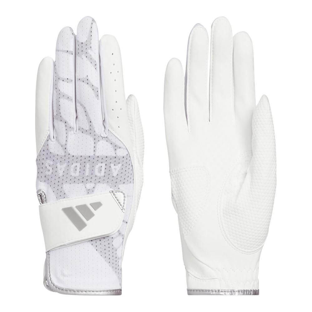 アディダス adidas　パームラップ クール ペア レディース 両手用 ゴルフグローブ RP529 JZ3482 ホワイト/シルバーメタリック ホワイト/シルバーメタリック