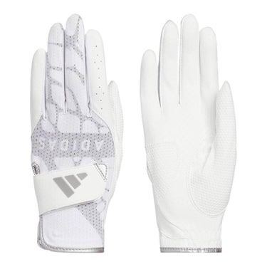 アディダス adidas　パームラップ クール ペア レディース 両手用 ゴルフグローブ RP529 JZ3482 ホワイト/シルバーメタリック ホワイト/シルバーメタリック