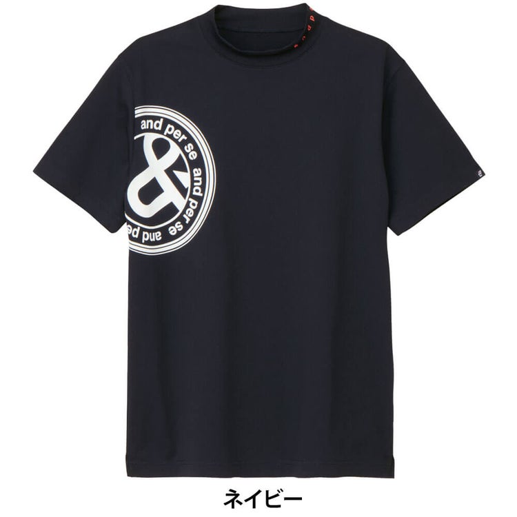 アンパスィ and per se メンズ メッシュ 半袖 モックネック シャツ 