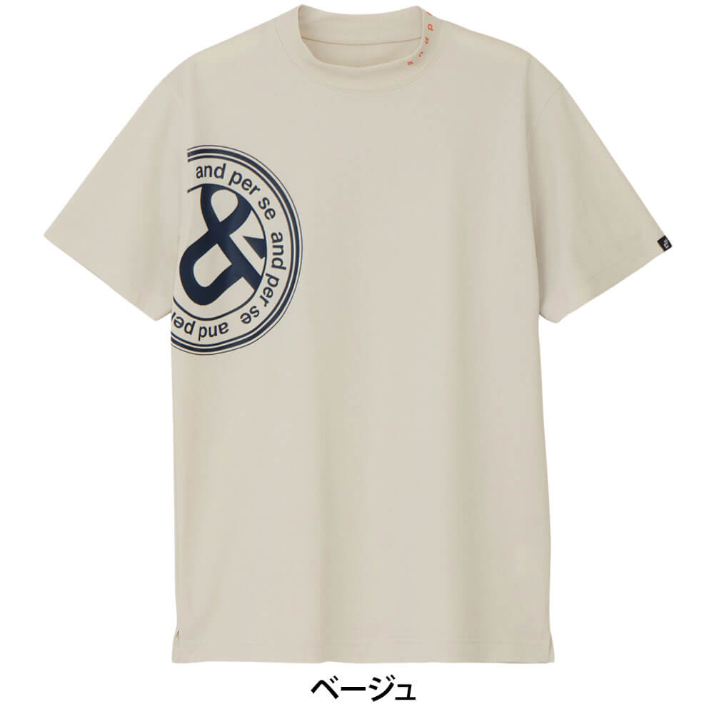 アンパスィ and per se メンズ メッシュ 半袖 モックネック シャツ