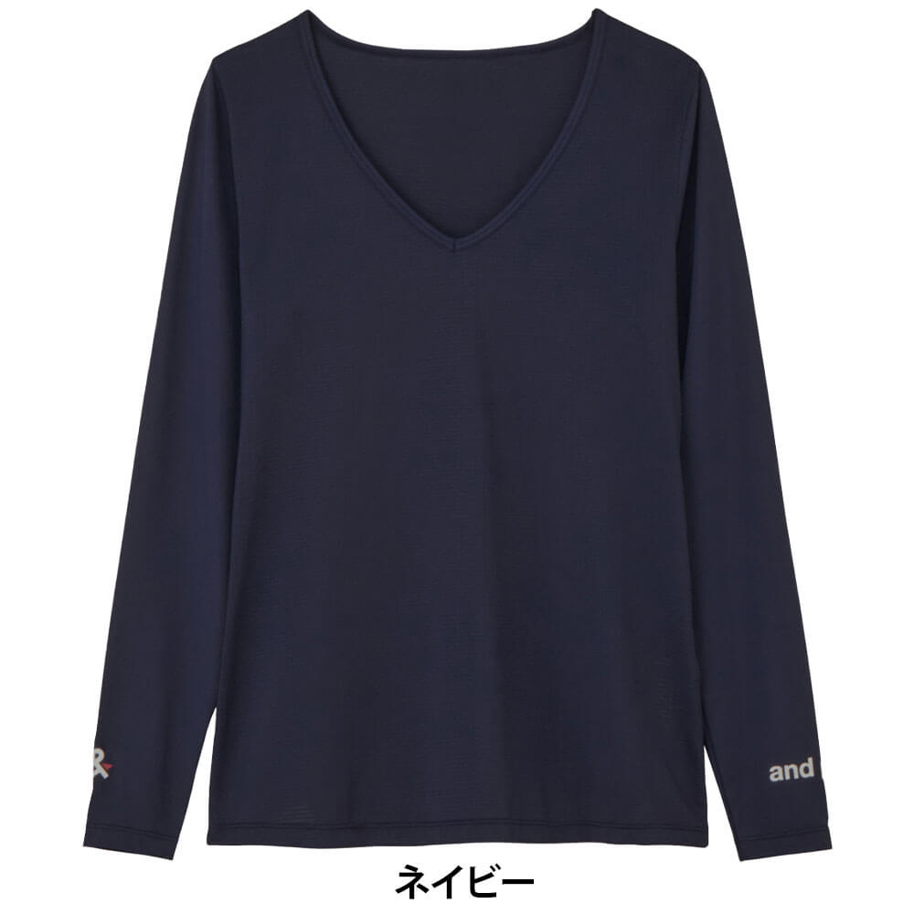 アンパスィ and per se レディース Vネック 長袖 インナー シャツ