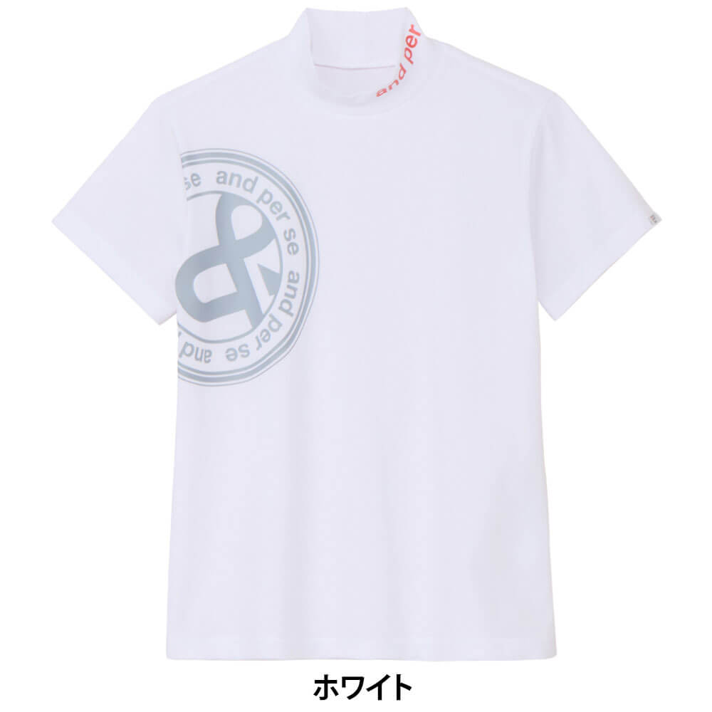 アンパスィ and per se レディース メッシュ 半袖 モックネック シャツ