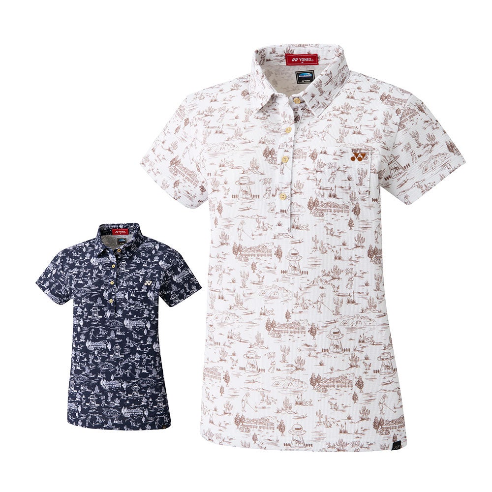 ヨネックス YONEX　レディース 総柄 半袖 ポロシャツ GWS5131　2025年モデル 詳細1