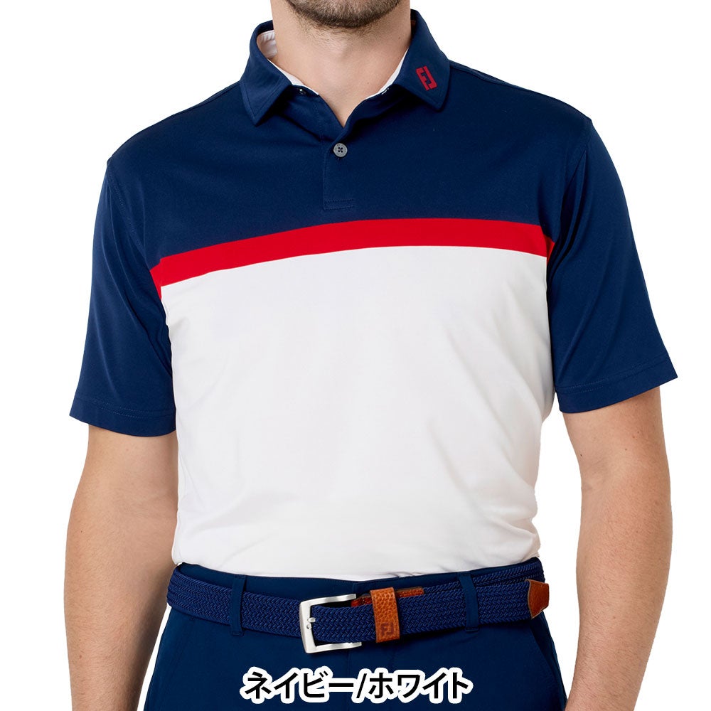フットジョイ FootJoy メンズ カラーブロック ストレッチライル 半袖