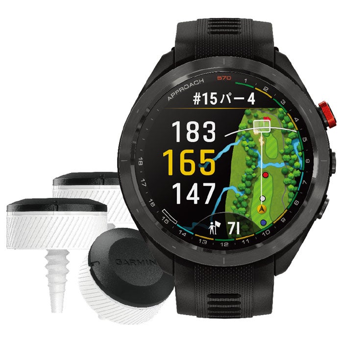 Garmin �K�[�~���@Approach S70 47mm �u���b�N �����v AMOLED�f�B�X�v���C Suica�Ή��@CT10 3�Z���T�[�p�b�N �o���h�� 010-02746-23