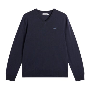 Jリンドバーグ J.LINDEBERG　メンズ ファインニット Vネック 長袖 ウールセーター 071-15213 098 ネイビー　2026年モデル ネイビー