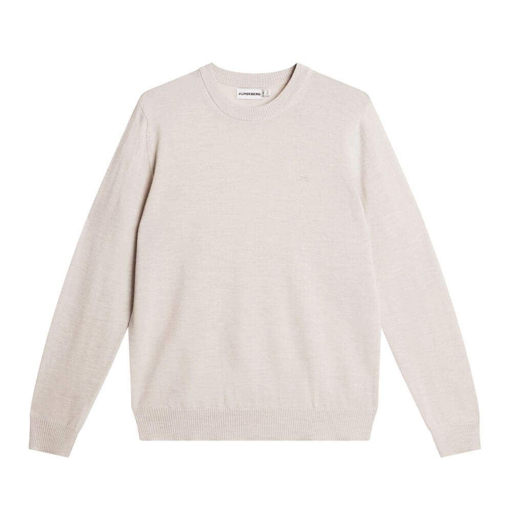 Jリンドバーグ J.LINDEBERG メンズ ファインニット クルーネック 長袖 ウールセーター 071-15214 006 アイボリー 2026年モデル