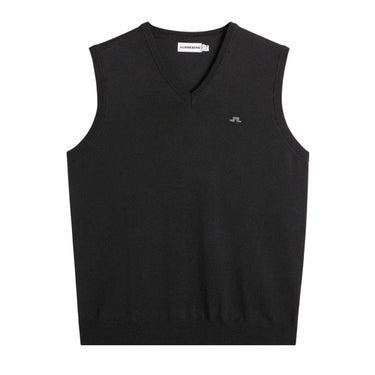 Jリンドバーグ J.LINDEBERG　メンズ ファインニット Vネック ベスト 071-45270 019 ブラック　2026年モデル ブラック