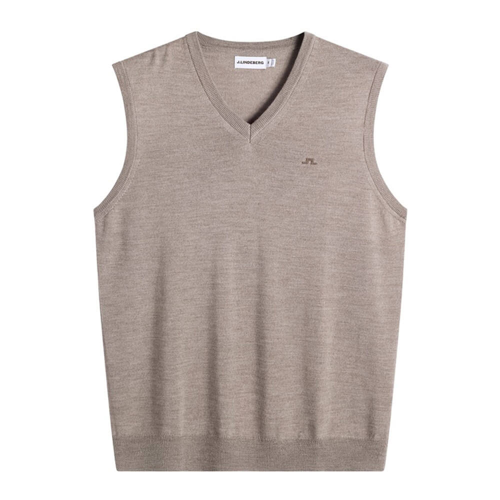 Jリンドバーグ J.LINDEBERG メンズ ファインニット Vネック ベスト 071-45270 047 ブラウン 2026年モデル
