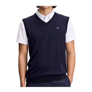 Jリンドバーグ J.LINDEBERG　メンズ ファインニット Vネック ベスト 071-45270 098 ネイビー　2026年モデル ネイビー