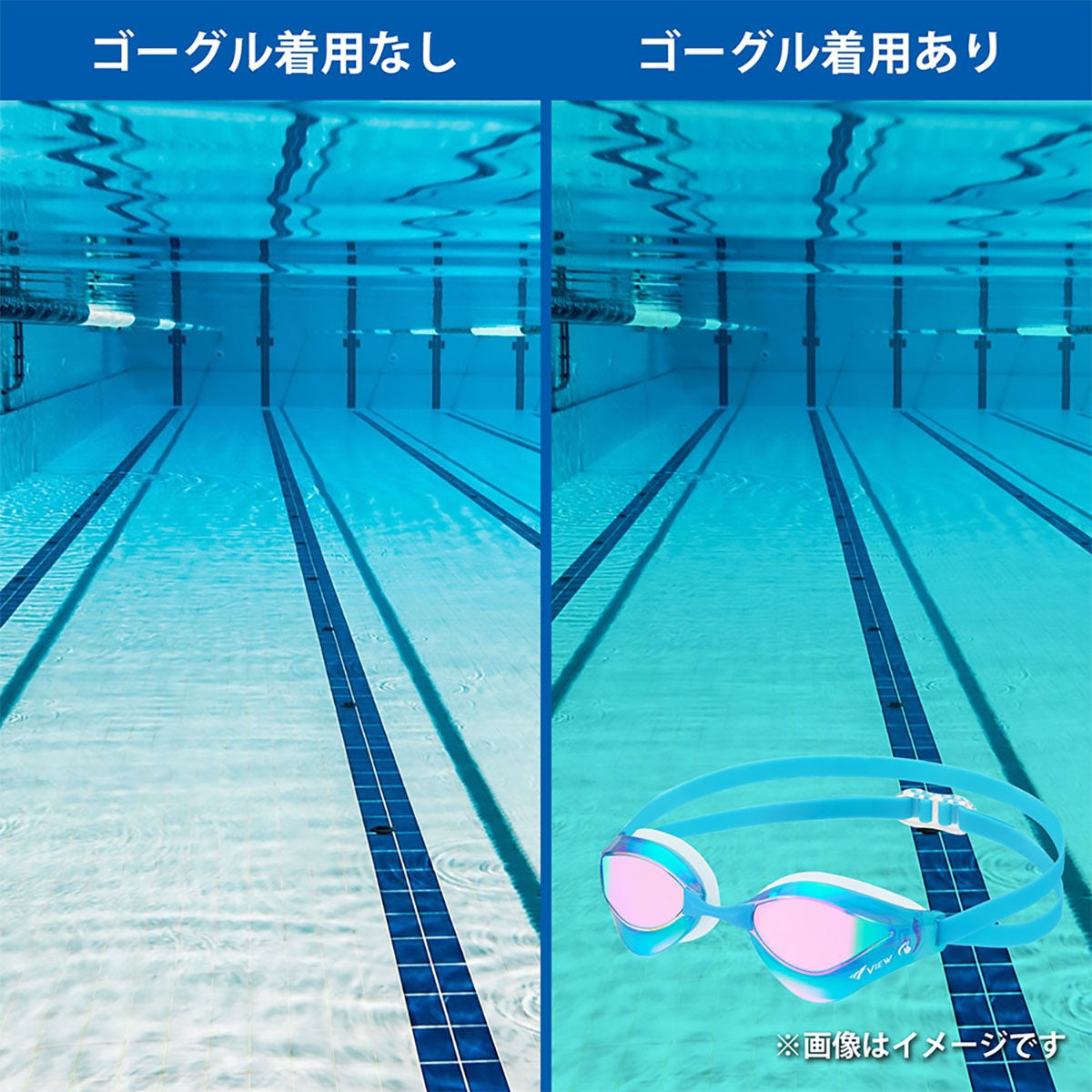 ビュー VIEW　スイミングゴーグル ミラータイプ Blade ORCA ブレードオルカ SWIPE 競泳用 レーシング クッション付 クリアフレーム V230SAMC 詳細5(ALT)