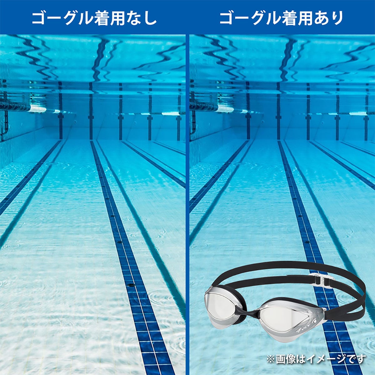 ビュー VIEW　スイミングゴーグル ミラータイプ Blade ORCA ブレードオルカ SWIPE 競泳用 レーシング クッション付 クリアフレーム V230SAMC 詳細8(ALT)