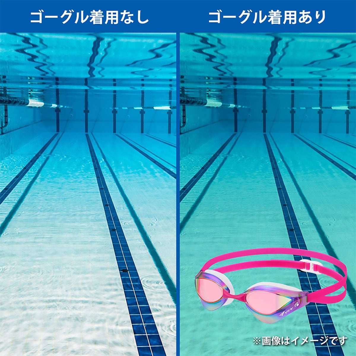 ビュー VIEW　スイミングゴーグル ミラータイプ Blade ORCA ブレードオルカ SWIPE 競泳用 レーシング クッション付 クリアフレーム V230SAMC 詳細11(ALT)