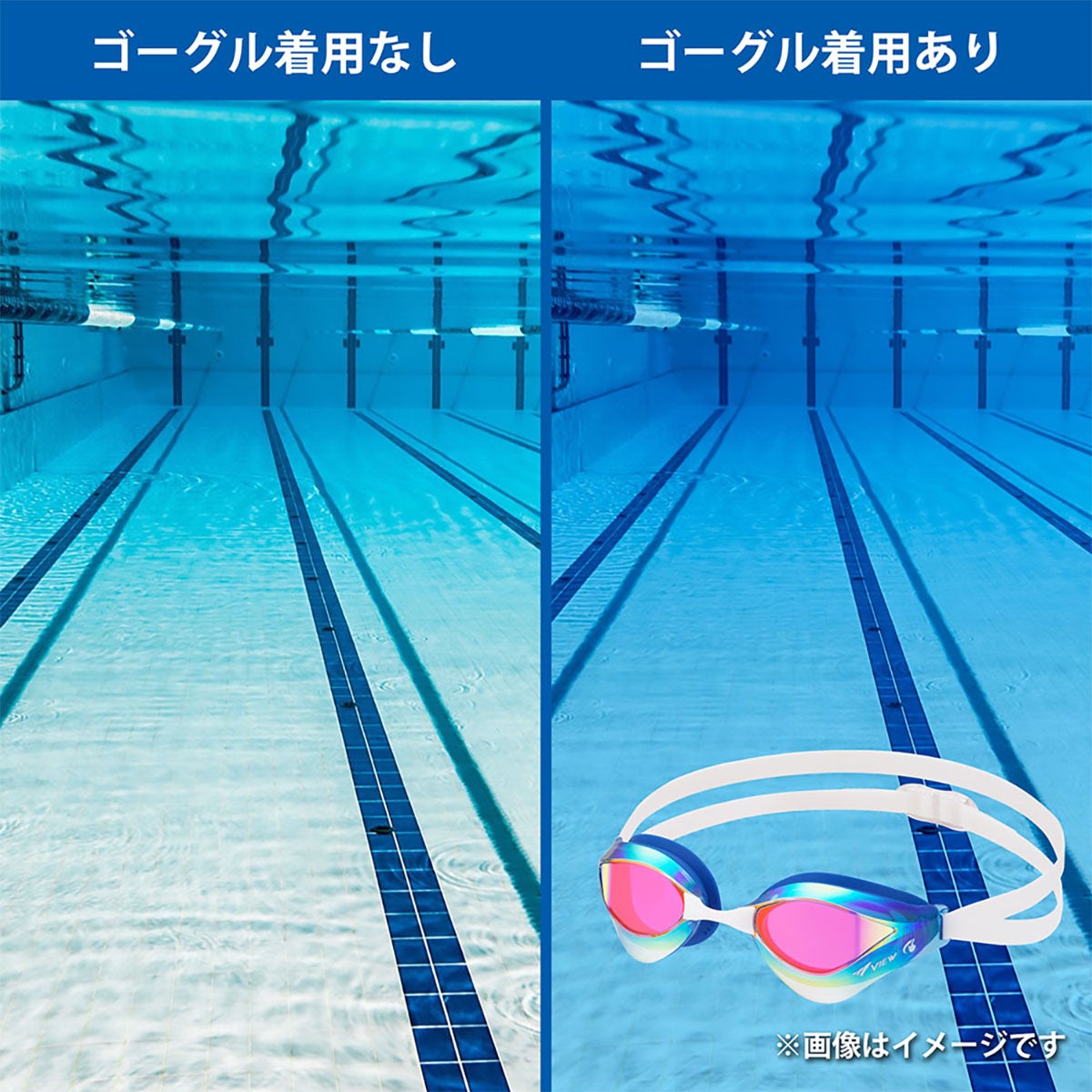 ビュー VIEW　スイミングゴーグル ミラータイプ Blade ORCA ブレードオルカ SWIPE 競泳用 レーシング クッション付 クリアフレーム V230SAMC 詳細16(ALT)