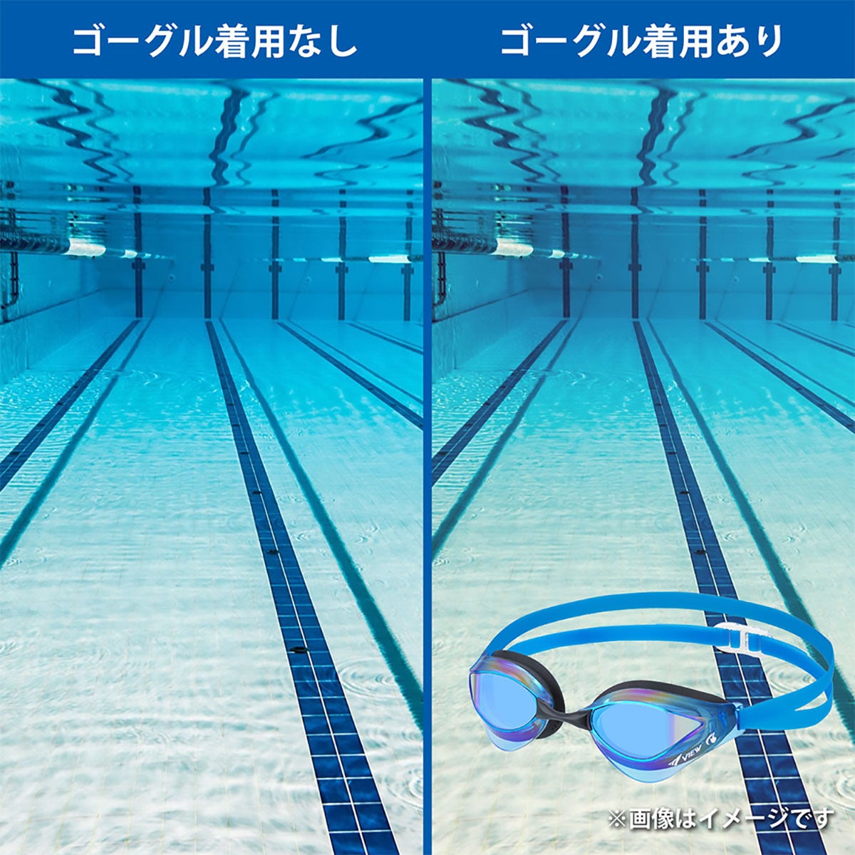 ビュー VIEW　スイミングゴーグル ミラータイプ Blade ORCA ブレードオルカ SWIPE 競泳用 レーシング クッション付 クリアフレーム V230SAMC 詳細19(ALT)
