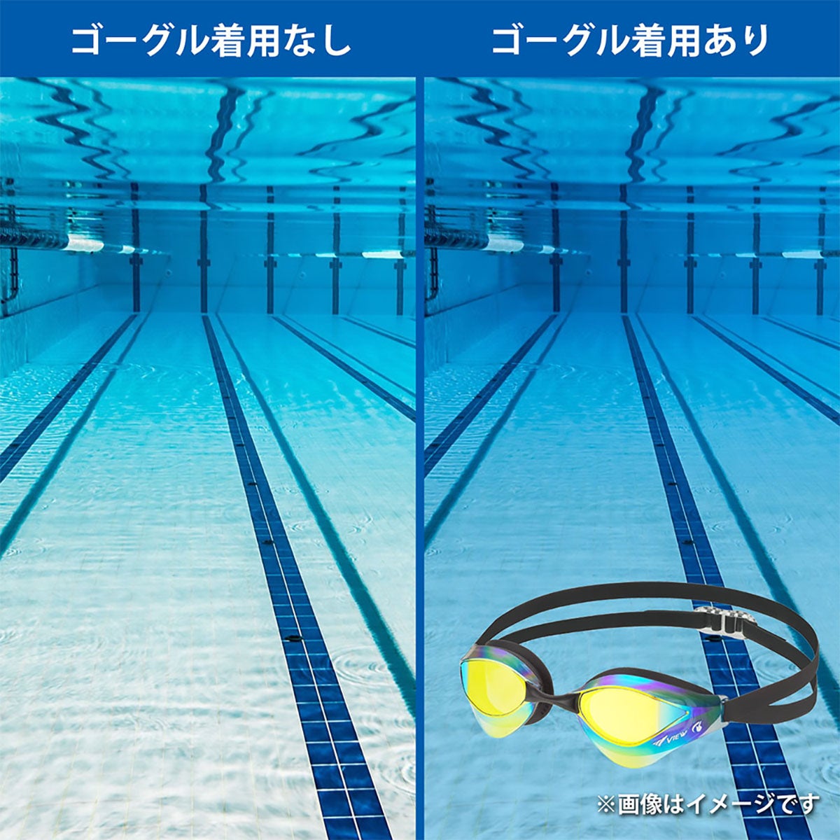 ビュー VIEW　スイミングゴーグル ミラータイプ Blade ORCA ブレードオルカ SWIPE 競泳用 レーシング クッション付 クリアフレーム V230SAMC 詳細22(ALT)