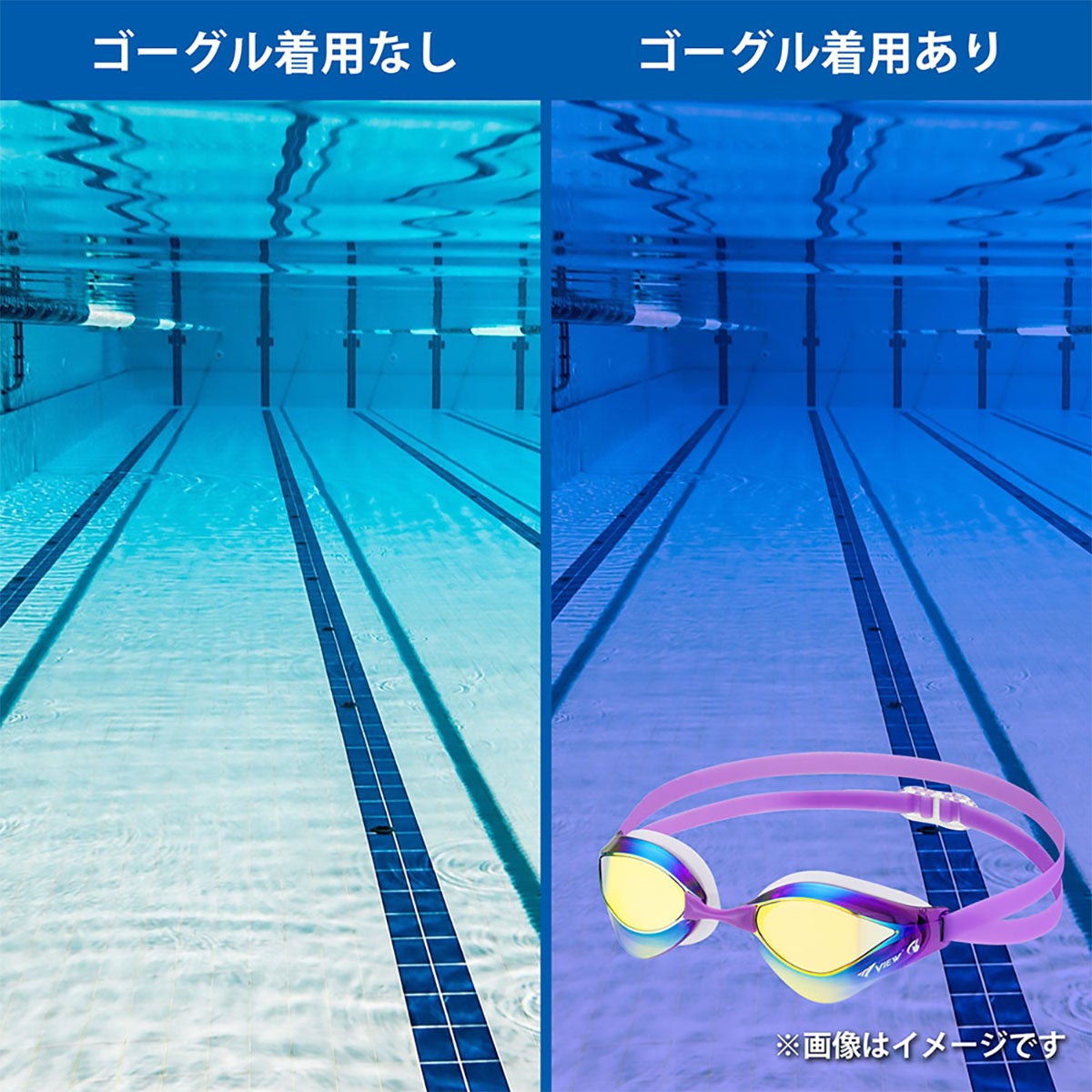 ビュー VIEW　スイミングゴーグル ミラータイプ Blade ORCA ブレードオルカ SWIPE 競泳用 レーシング クッション付 クリアフレーム V230SAMC 詳細25(ALT)
