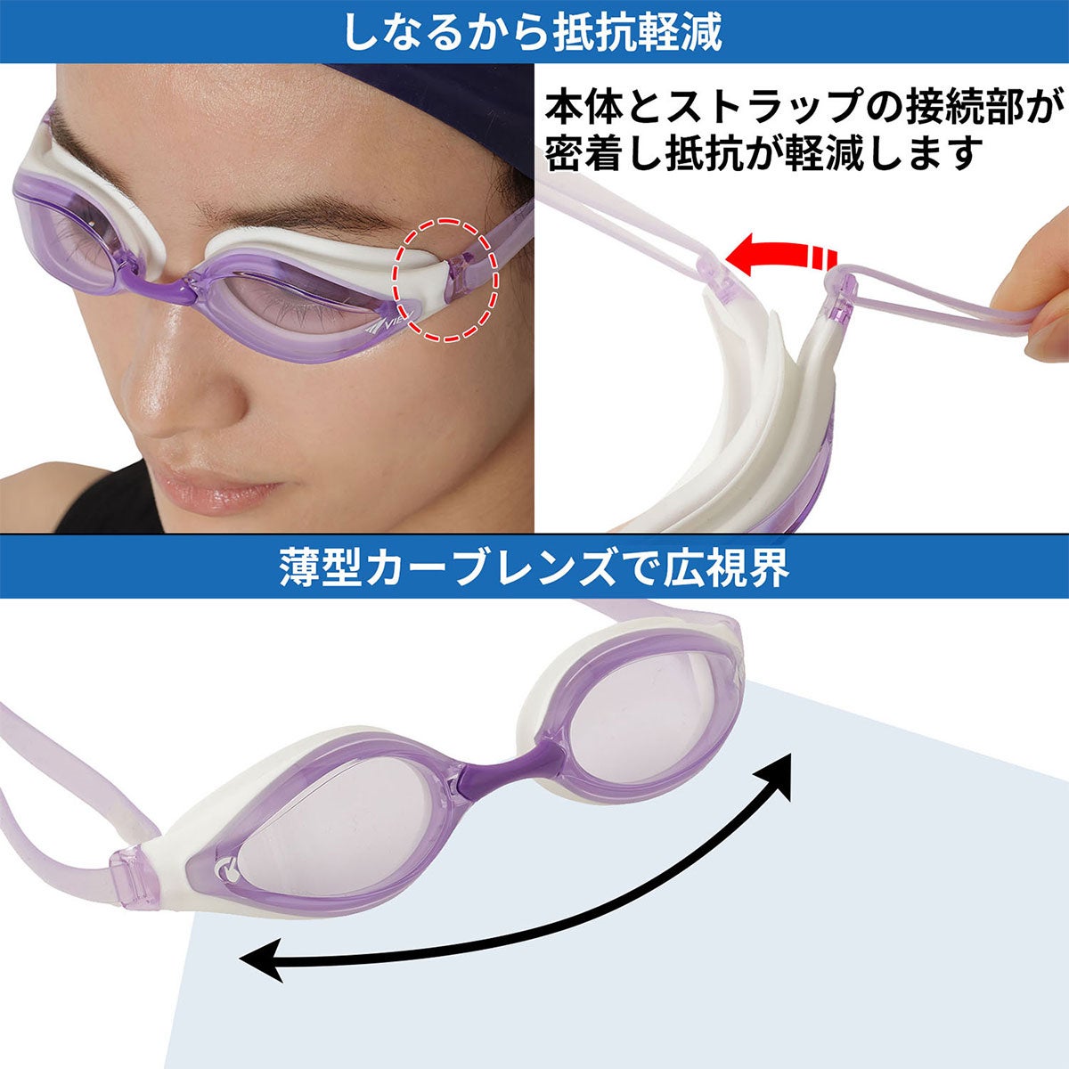 ビュー VIEW　スイミングゴーグル AILE エイル クッション付き 競泳用 レーシング V240SA 詳細10(ALT)