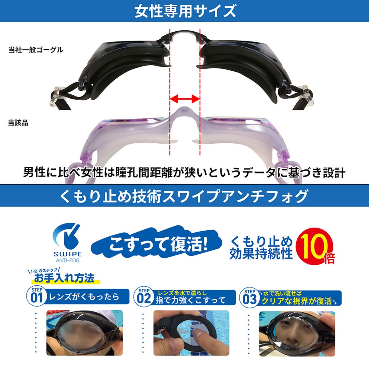 ビュー VIEW　レディース スイミングゴーグル FRAU フラウ SWIPE V820SA 詳細28(ALT)