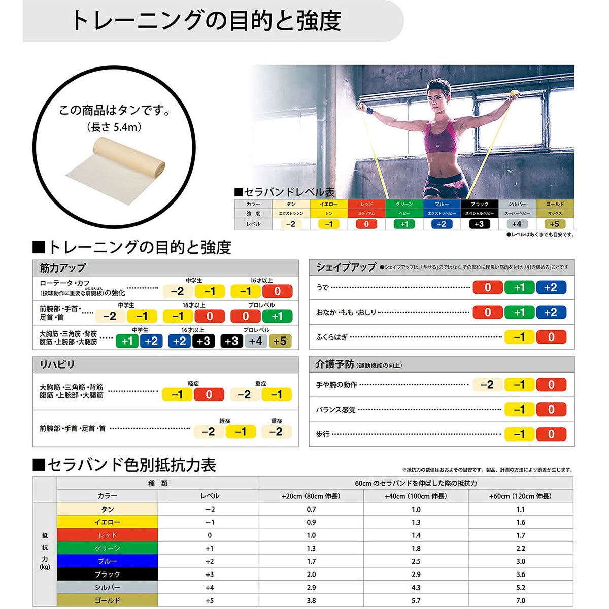 ディーアンドエム D＆M　セラバンド THERBAND セラバンド 5.4m 強度レベル-2 TB-0 ベージュ 詳細2(ALT)