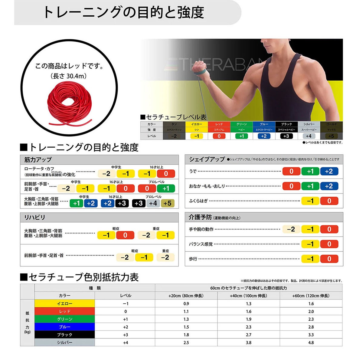 ディーアンドエム D＆M　セラバンド THERBAND セラチューブ 30.4m 強度レベル0 TT-12 レッド 詳細2(ALT)