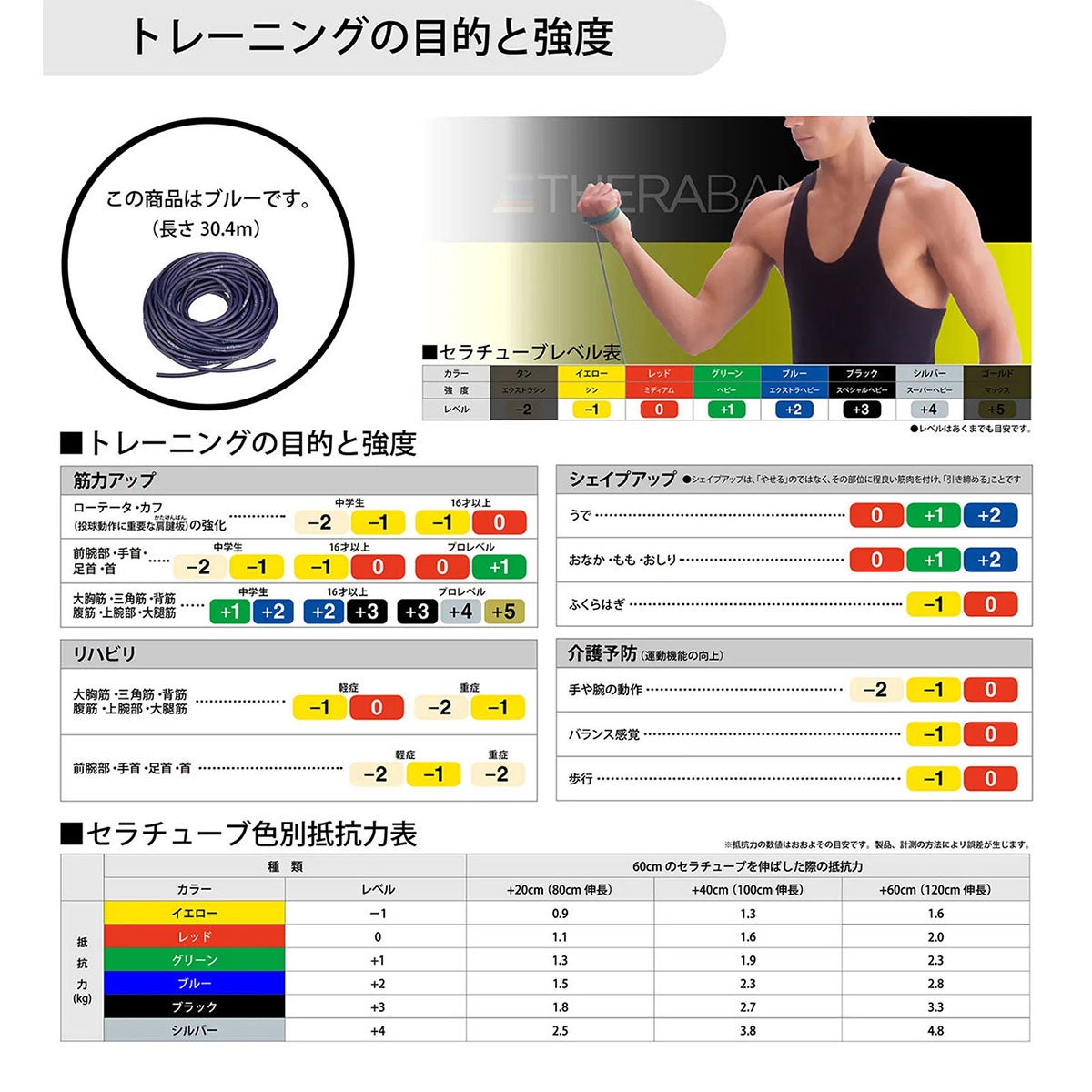 ディーアンドエム D＆M　セラバンド THERBAND セラチューブ 30.4m 強度レベル+2 TT-14 ブルー 詳細2(ALT)