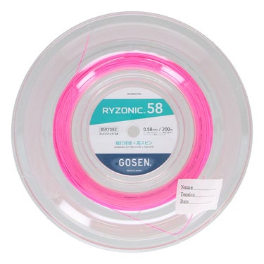 ゴーセン GOSEN　RYZONIC58 ライゾニック58 ロール ピンク　バドミントンガット BSRY582PI ピンク（PI）