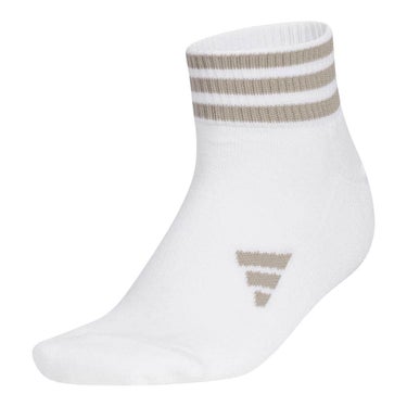 アディダス adidas　レディース アンクル丈 スリーストライプス ソックス MGR64 JM0224 ホワイト/パテベージュ　2025年モデル ホワイト/パテベージュ