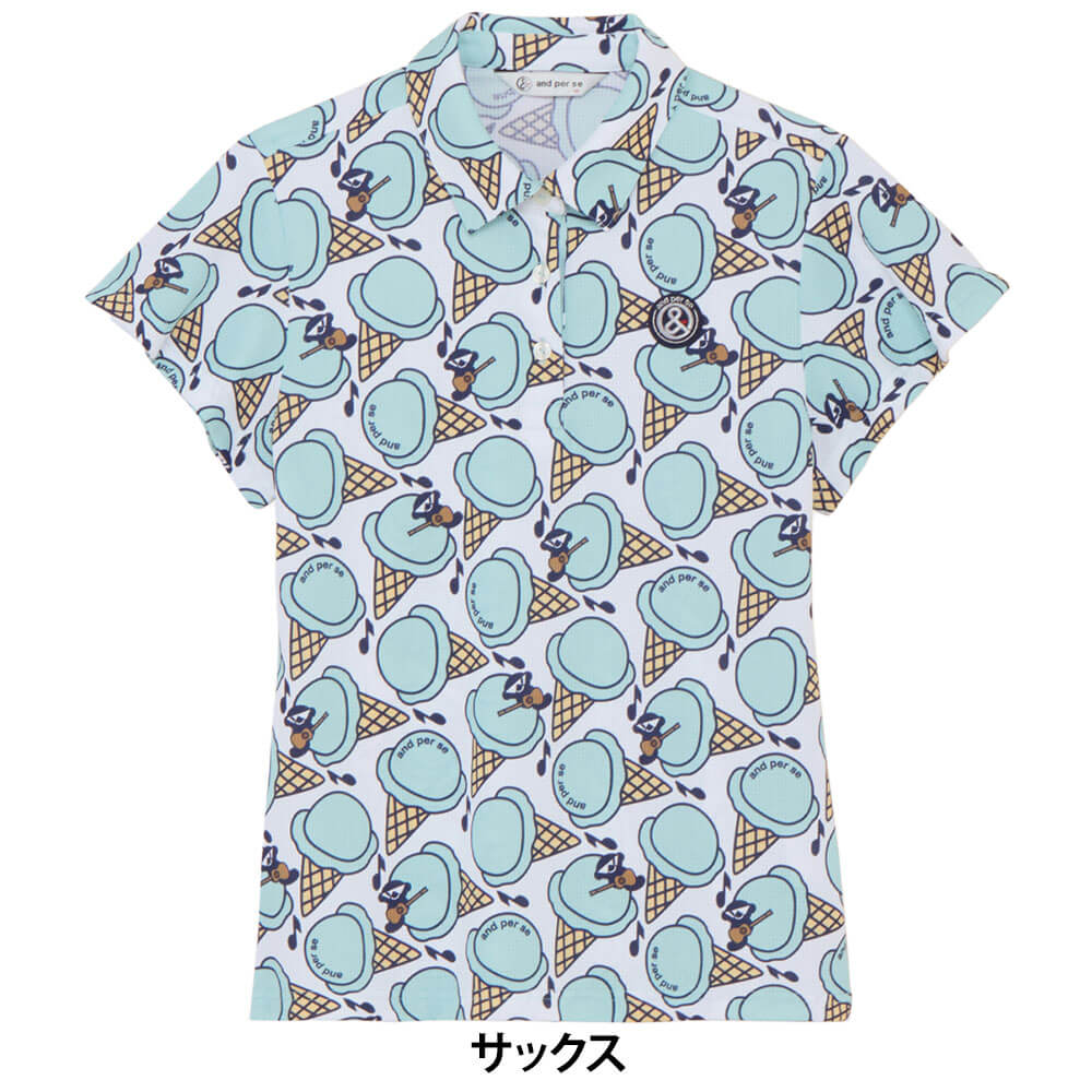 アンパスィ and per se　レディース COOL is COOL プリンテッドエアリードット 半袖 ポロシャツ AFS9636X7　2026年モデル 詳細3(ALT)